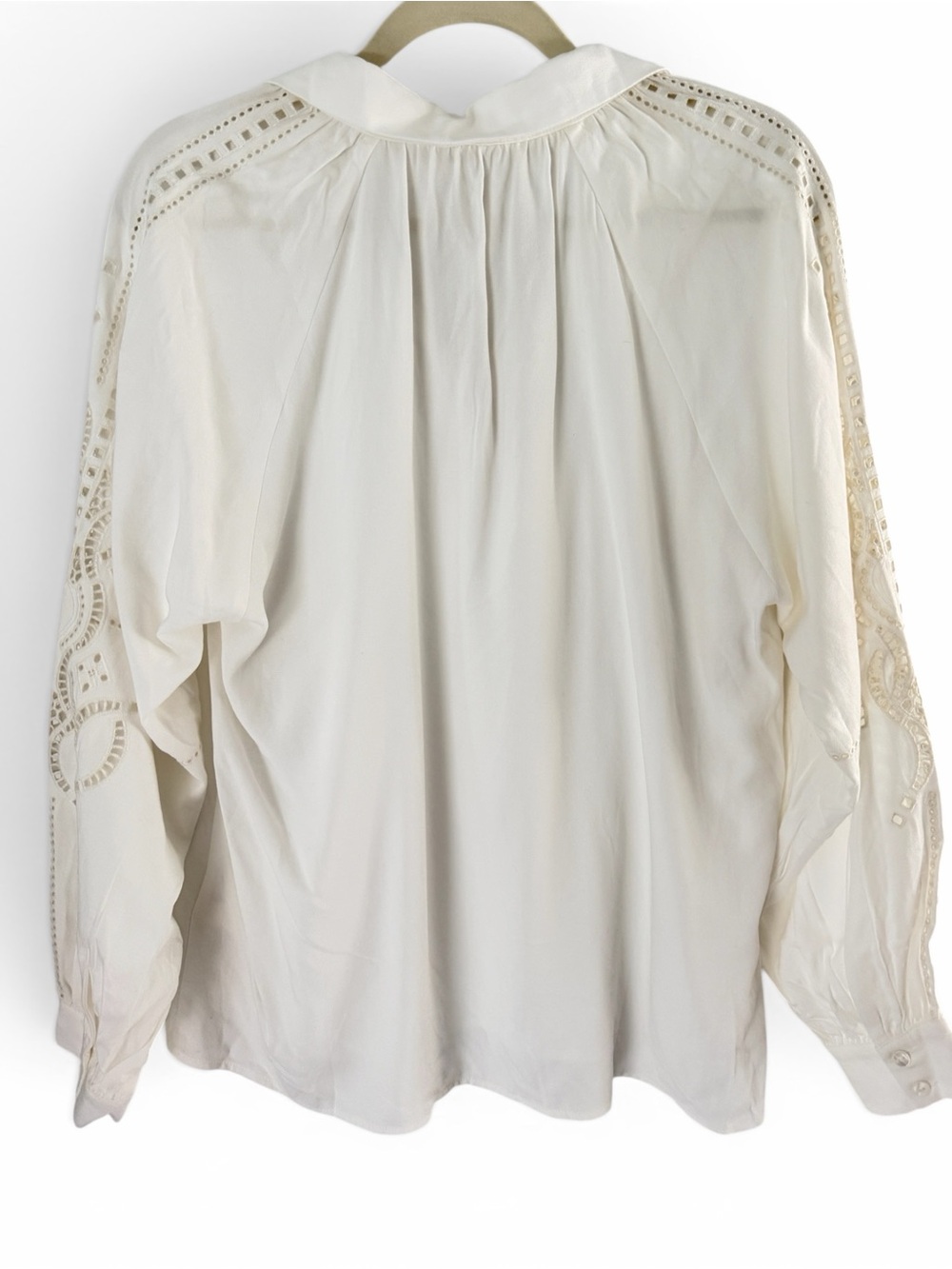 Suncoo Paris Blouse Lory Ivory Eyelet Lace Sleeve V-Neck Top NWT Size T2 / US M - Picture 5 of 13